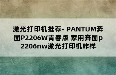 激光打印机推荐- PANTUM奔图P2206W青春版 家用奔图p2206nw激光打印机咋样